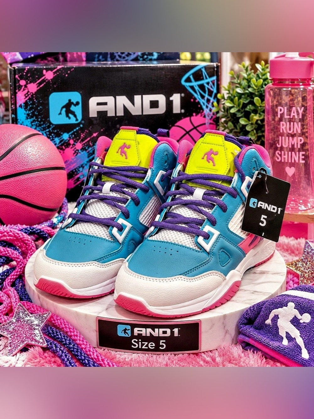 AND1 Riot Girls Basketball Sneakers Multicolor Athletic Shoes NWT Size 5